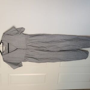Whistles Gray & Blue Striped Short Sleeved Jumpsuit Size Large